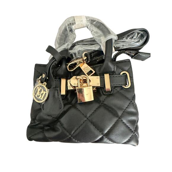 ✨ Badgley Mischka Mini Diamond-Quilted Tote w/ Signature Front Lock ✨ - Picture 1 of 4